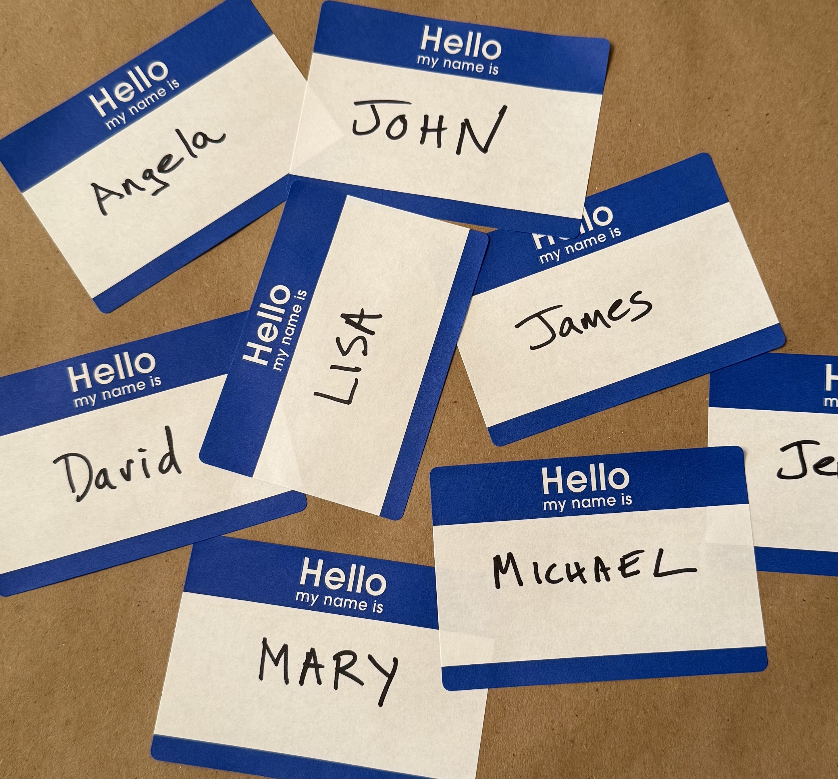 Welcome namecards for memory cafe participants